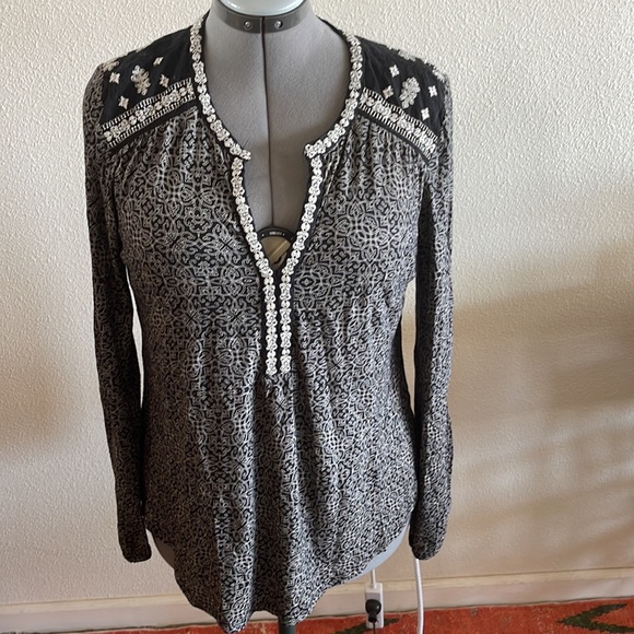 LUCKY BRAND top large great details black white - Picture 2 of 5